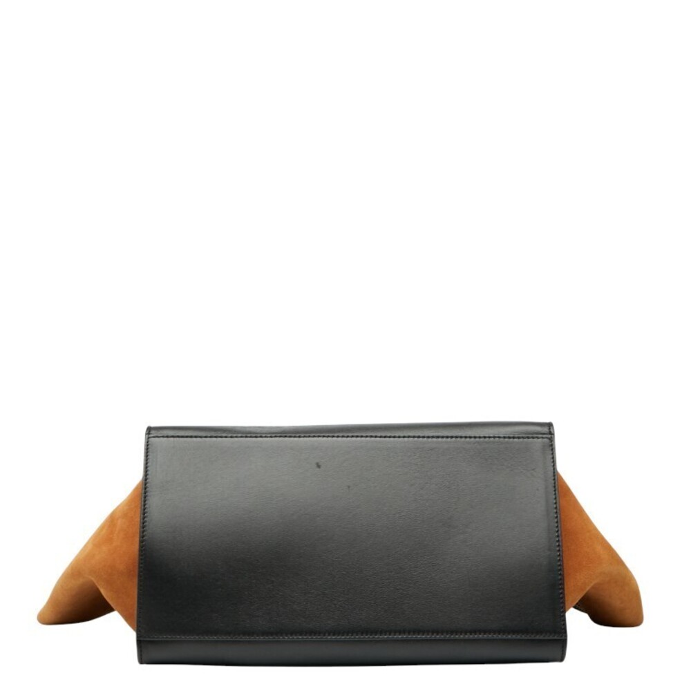 Celine Trapeze Handbag Shoulder Bag Black Orange Brown Leather Python Suede - Picture 3 of 9